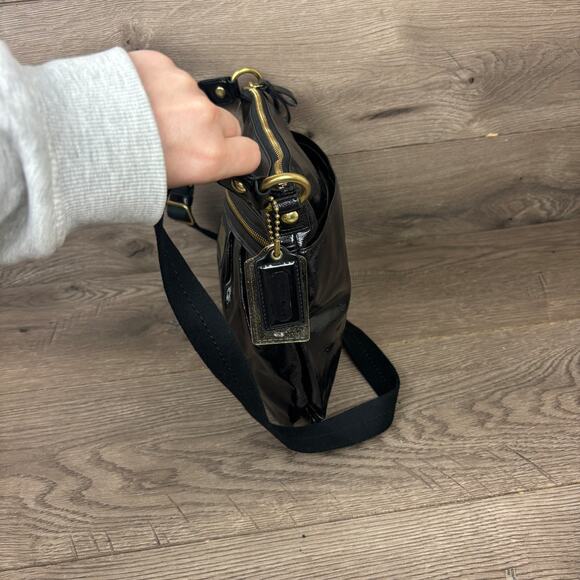 Coach Poppy Crossbody M1280-F22147 Black Patent Leather Shoulder Bag Purse - Picture 6 of 16